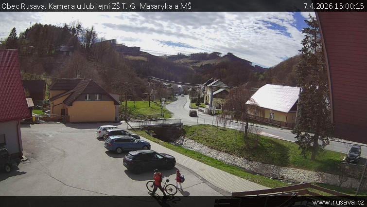 Obec Rusava - Kamera u Jubilejní ZŠ T. G. Masaryka a MŠ - 7.4.2026 v 15:00