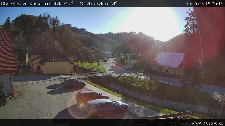Obec Rusava - Kamera u Jubilejní ZŠ T. G. Masaryka a MŠ - 7.4.2026 v 18:00