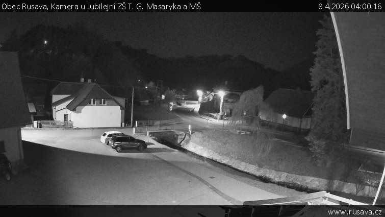 Obec Rusava - Kamera u Jubilejní ZŠ T. G. Masaryka a MŠ - 8.4.2026 v 04:00