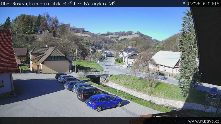 Obec Rusava - Kamera u Jubilejní ZŠ T. G. Masaryka a MŠ - 8.4.2026 v 09:00