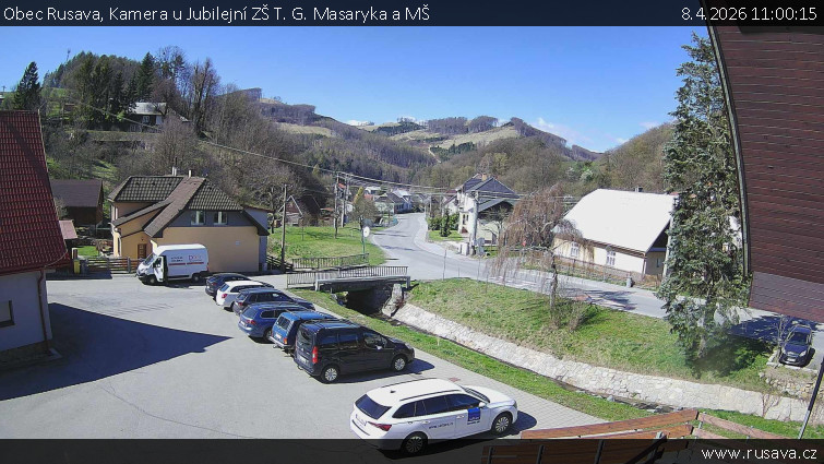 Obec Rusava - Kamera u Jubilejní ZŠ T. G. Masaryka a MŠ - 8.4.2026 v 11:00