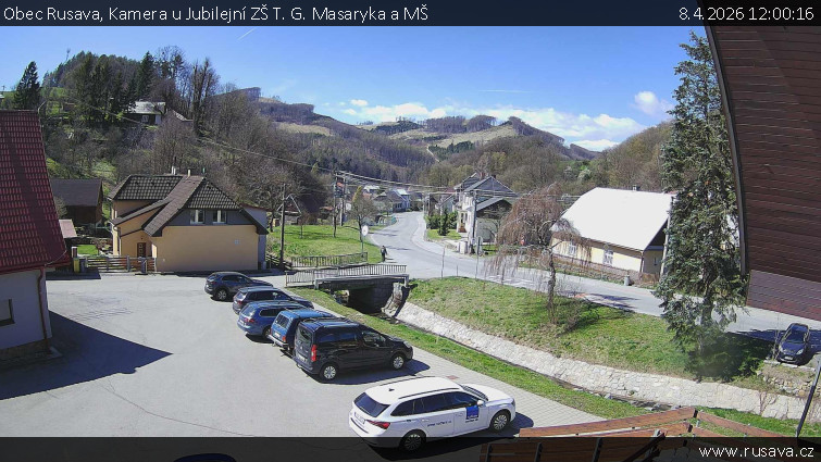 Obec Rusava - Kamera u Jubilejní ZŠ T. G. Masaryka a MŠ - 8.4.2026 v 12:00