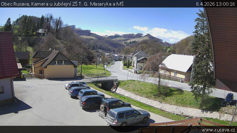 Obec Rusava - Kamera u Jubilejní ZŠ T. G. Masaryka a MŠ - 8.4.2026 v 13:00