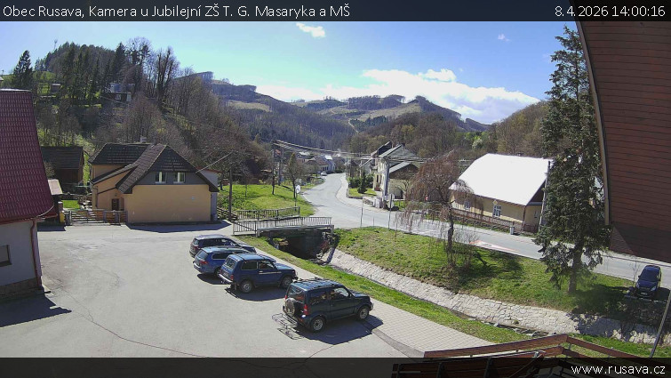 Obec Rusava - Kamera u Jubilejní ZŠ T. G. Masaryka a MŠ - 8.4.2026 v 14:00