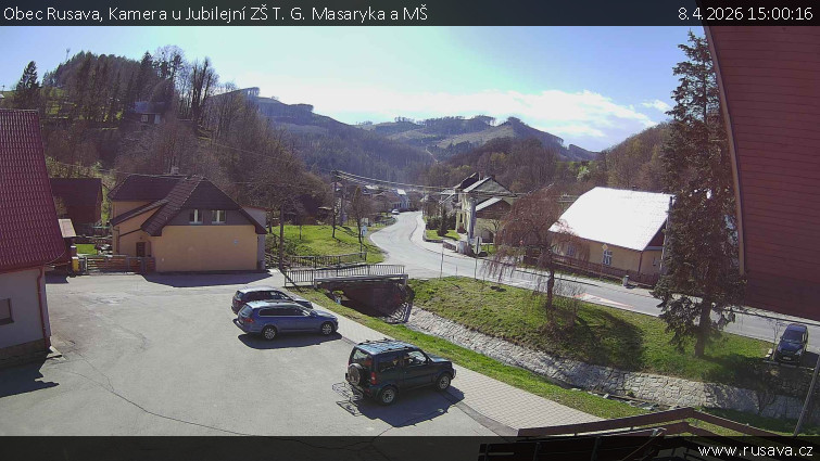 Obec Rusava - Kamera u Jubilejní ZŠ T. G. Masaryka a MŠ - 8.4.2026 v 15:00