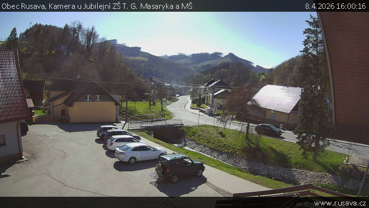 Obec Rusava - Kamera u Jubilejní ZŠ T. G. Masaryka a MŠ - 8.4.2026 v 16:00