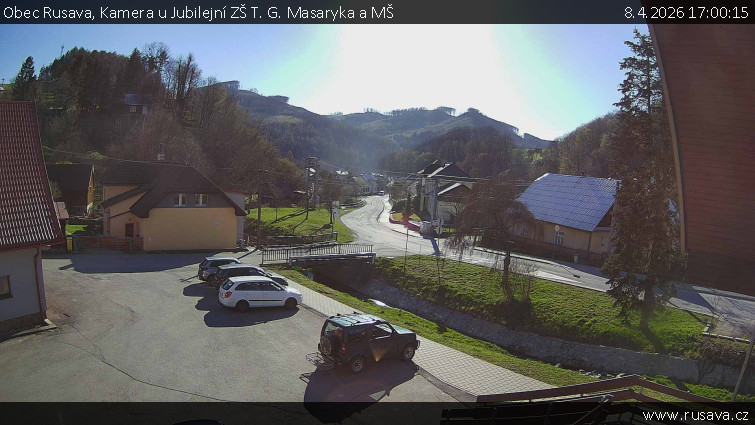 Obec Rusava - Kamera u Jubilejní ZŠ T. G. Masaryka a MŠ - 8.4.2026 v 17:00