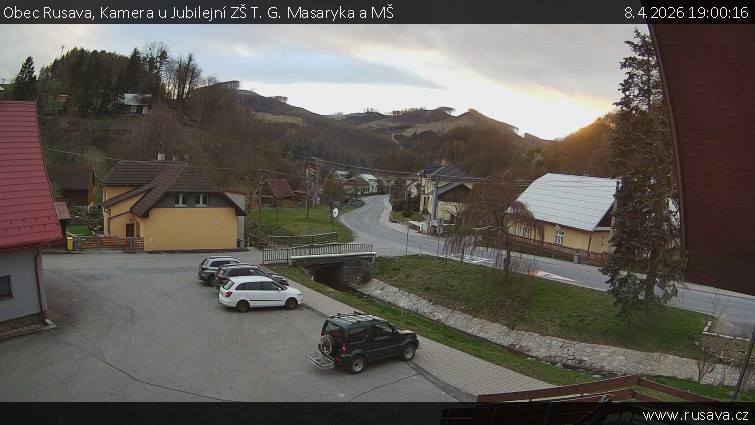 Obec Rusava - Kamera u Jubilejní ZŠ T. G. Masaryka a MŠ - 8.4.2026 v 19:00
