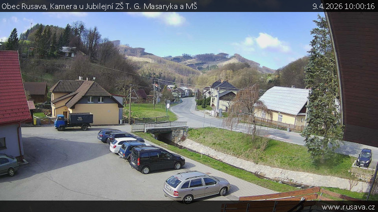 Obec Rusava - Kamera u Jubilejní ZŠ T. G. Masaryka a MŠ - 9.4.2026 v 10:00