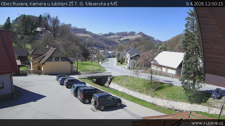 Obec Rusava - Kamera u Jubilejní ZŠ T. G. Masaryka a MŠ - 9.4.2026 v 12:00