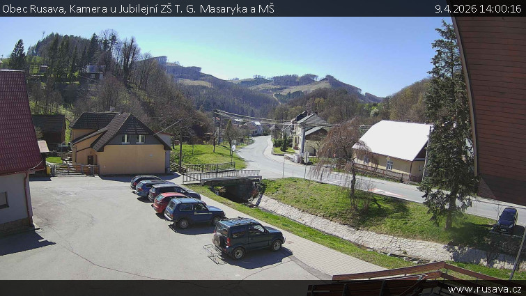 Obec Rusava - Kamera u Jubilejní ZŠ T. G. Masaryka a MŠ - 9.4.2026 v 14:00
