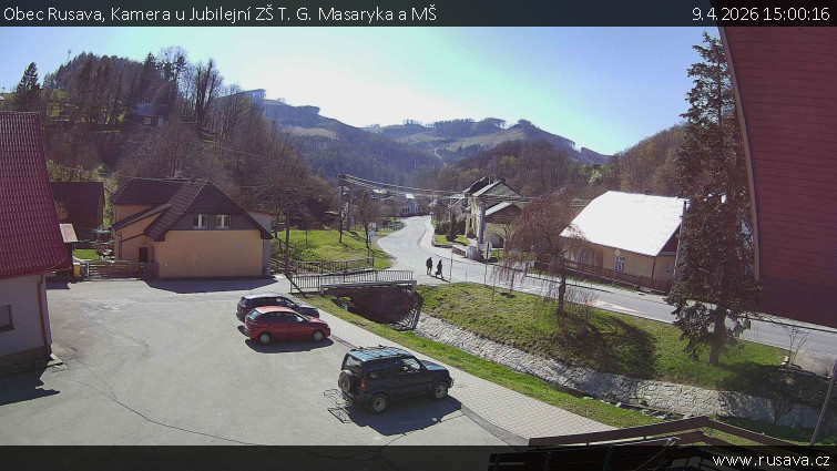 Obec Rusava - Kamera u Jubilejní ZŠ T. G. Masaryka a MŠ - 9.4.2026 v 15:00
