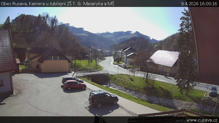 Obec Rusava - Kamera u Jubilejní ZŠ T. G. Masaryka a MŠ - 9.4.2026 v 16:00