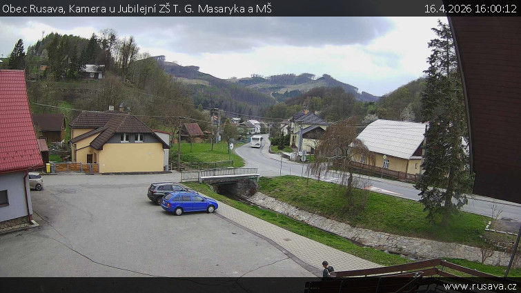 Obec Rusava - Kamera u Jubilejní ZŠ T. G. Masaryka a MŠ - 16.4.2026 v 16:00