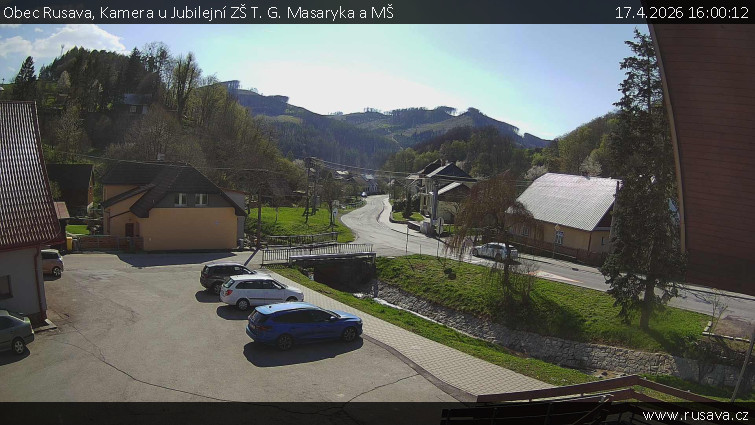 Obec Rusava - Kamera u Jubilejní ZŠ T. G. Masaryka a MŠ - 17.4.2026 v 16:00