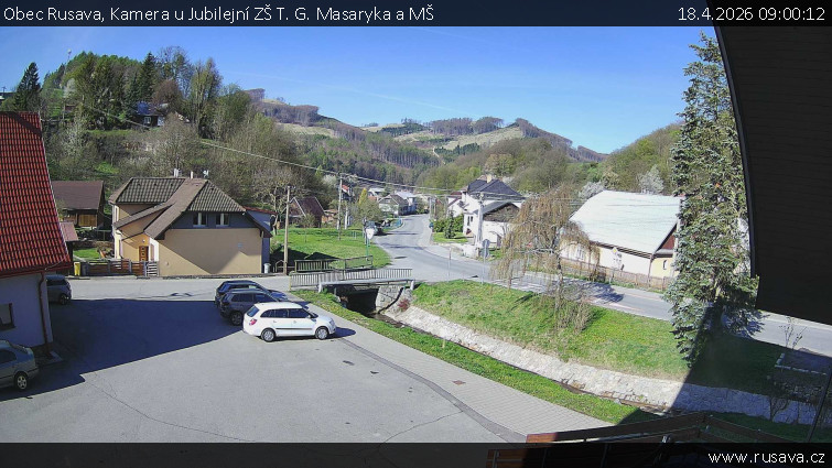 Obec Rusava - Kamera u Jubilejní ZŠ T. G. Masaryka a MŠ - 18.4.2026 v 09:00