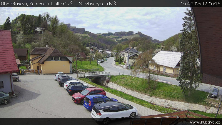 Obec Rusava - Kamera u Jubilejní ZŠ T. G. Masaryka a MŠ - 19.4.2026 v 12:00