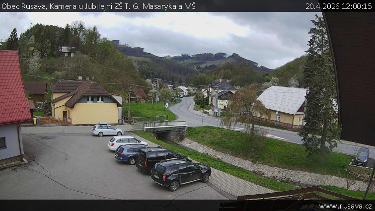 Obec Rusava - Kamera u Jubilejní ZŠ T. G. Masaryka a MŠ - 20.4.2026 v 12:00