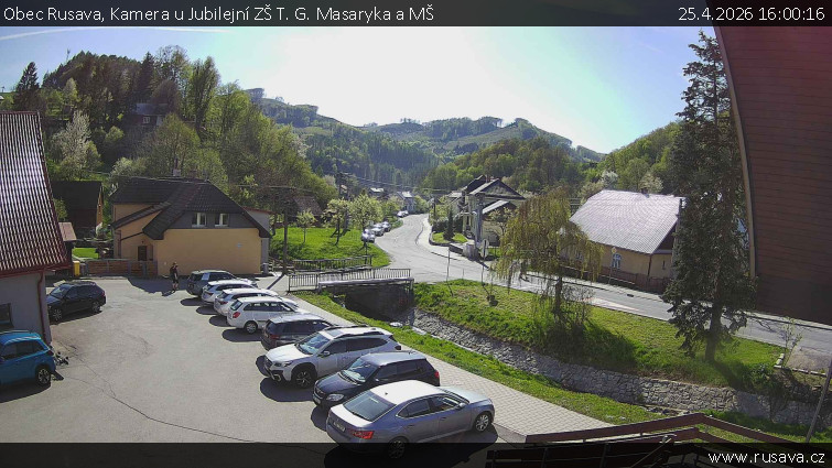 Obec Rusava - Kamera u Jubilejní ZŠ T. G. Masaryka a MŠ - 25.4.2026 v 16:00