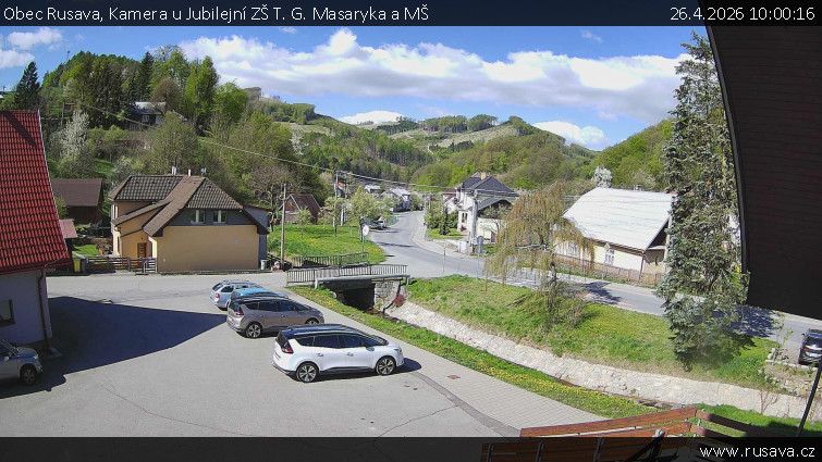 Obec Rusava - Kamera u Jubilejní ZŠ T. G. Masaryka a MŠ - 26.4.2026 v 10:00