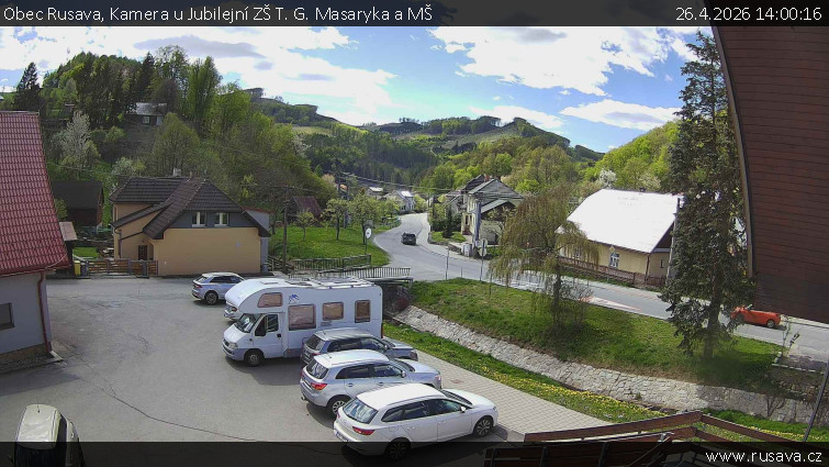 Obec Rusava - Kamera u Jubilejní ZŠ T. G. Masaryka a MŠ - 26.4.2026 v 14:00