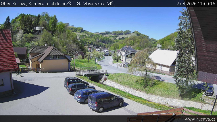 Obec Rusava - Kamera u Jubilejní ZŠ T. G. Masaryka a MŠ - 27.4.2026 v 11:00