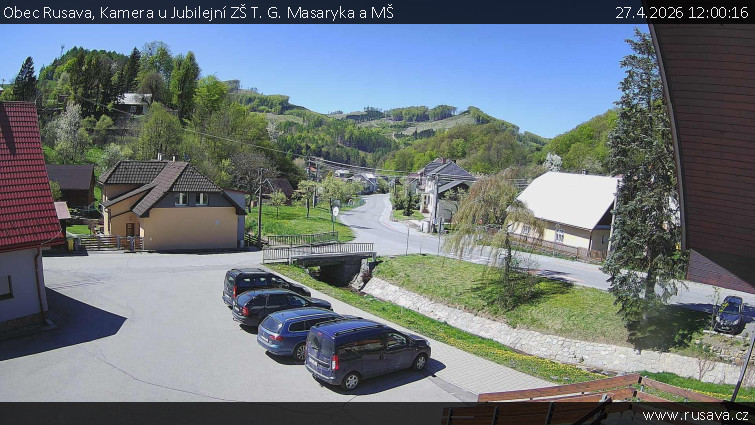 Obec Rusava - Kamera u Jubilejní ZŠ T. G. Masaryka a MŠ - 27.4.2026 v 12:00
