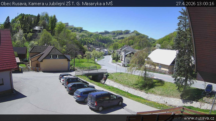 Obec Rusava - Kamera u Jubilejní ZŠ T. G. Masaryka a MŠ - 27.4.2026 v 13:00