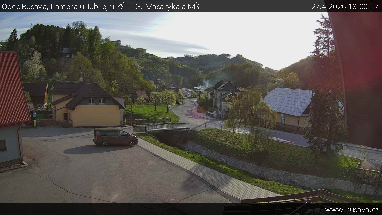 Obec Rusava - Kamera u Jubilejní ZŠ T. G. Masaryka a MŠ - 27.4.2026 v 18:00