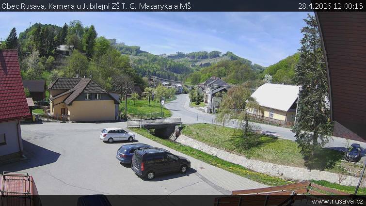 Obec Rusava - Kamera u Jubilejní ZŠ T. G. Masaryka a MŠ - 28.4.2026 v 12:00