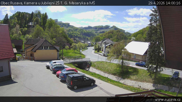 Obec Rusava - Kamera u Jubilejní ZŠ T. G. Masaryka a MŠ - 29.4.2026 v 14:00
