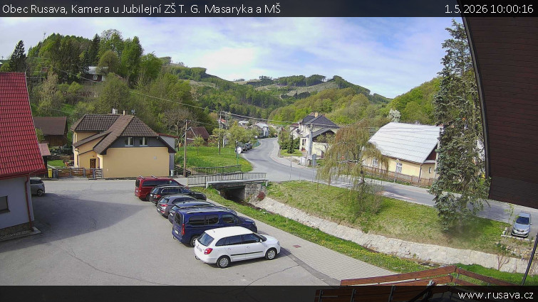 Obec Rusava - Kamera u Jubilejní ZŠ T. G. Masaryka a MŠ - 1.5.2026 v 10:00