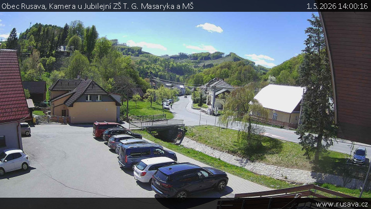 Obec Rusava - Kamera u Jubilejní ZŠ T. G. Masaryka a MŠ - 1.5.2026 v 14:00