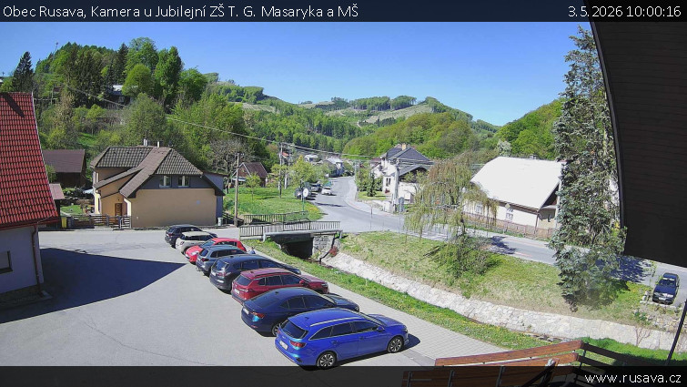 Obec Rusava - Kamera u Jubilejní ZŠ T. G. Masaryka a MŠ - 3.5.2026 v 10:00