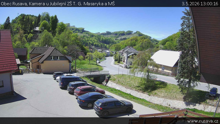 Obec Rusava - Kamera u Jubilejní ZŠ T. G. Masaryka a MŠ - 3.5.2026 v 13:00