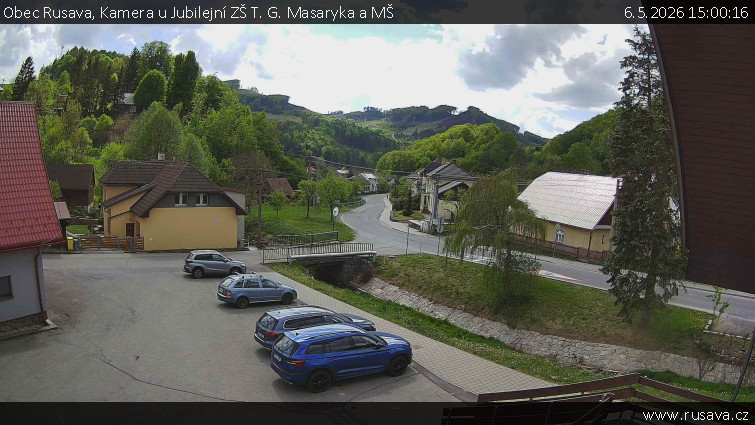 Obec Rusava - Kamera u Jubilejní ZŠ T. G. Masaryka a MŠ - 6.5.2026 v 15:00