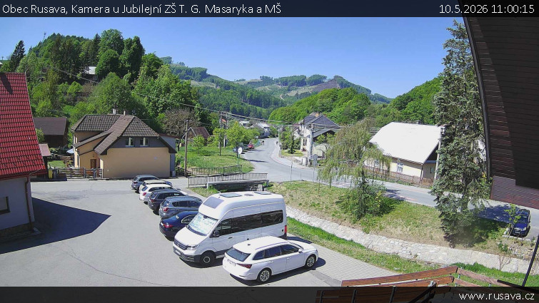 Obec Rusava - Kamera u Jubilejní ZŠ T. G. Masaryka a MŠ - 10.5.2026 v 11:00