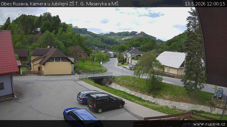 Obec Rusava - Kamera u Jubilejní ZŠ T. G. Masaryka a MŠ - 13.5.2026 v 12:00