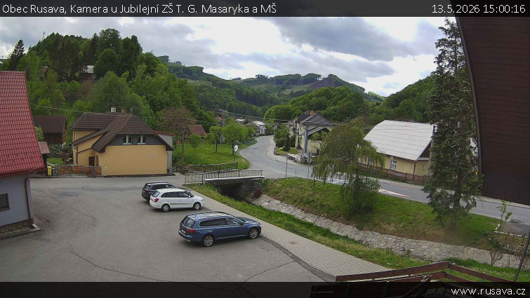 Obec Rusava - Kamera u Jubilejní ZŠ T. G. Masaryka a MŠ - 13.5.2026 v 15:00