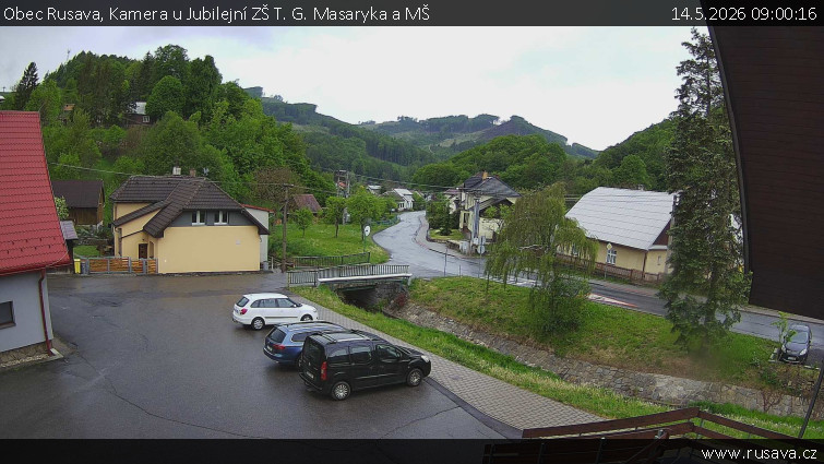 Obec Rusava - Kamera u Jubilejní ZŠ T. G. Masaryka a MŠ - 14.5.2026 v 09:00