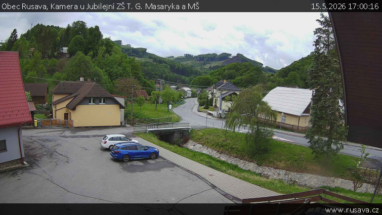 Obec Rusava - Kamera u Jubilejní ZŠ T. G. Masaryka a MŠ - 15.5.2026 v 17:00