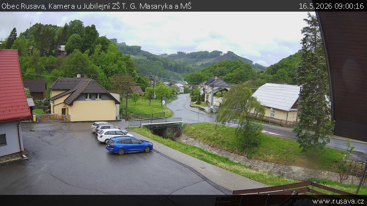 Obec Rusava - Kamera u Jubilejní ZŠ T. G. Masaryka a MŠ - 16.5.2026 v 09:00