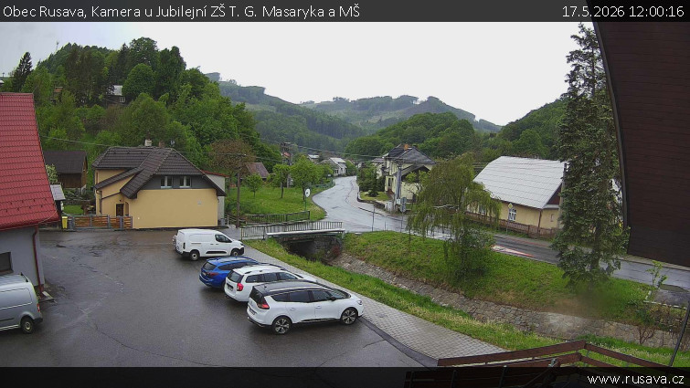Obec Rusava - Kamera u Jubilejní ZŠ T. G. Masaryka a MŠ - 17.5.2026 v 12:00