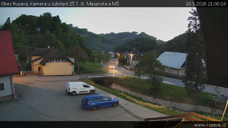 Obec Rusava - Kamera u Jubilejní ZŠ T. G. Masaryka a MŠ - 18.5.2026 v 21:00