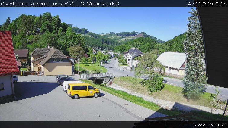 Obec Rusava - Kamera u Jubilejní ZŠ T. G. Masaryka a MŠ - 24.5.2026 v 09:00