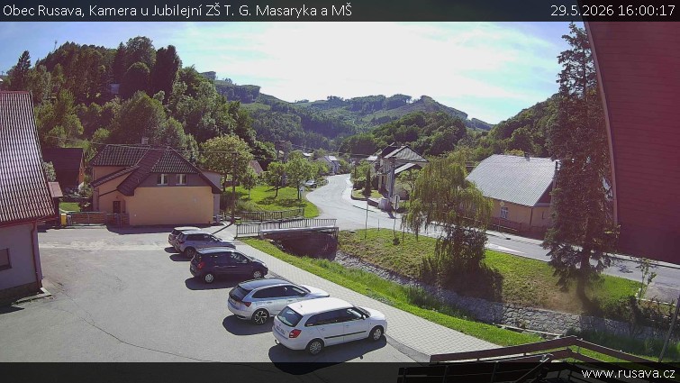 Obec Rusava - Kamera u Jubilejní ZŠ T. G. Masaryka a MŠ - 29.5.2026 v 16:00