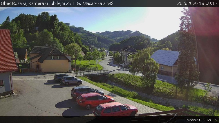 Obec Rusava - Kamera u Jubilejní ZŠ T. G. Masaryka a MŠ - 30.5.2026 v 18:00