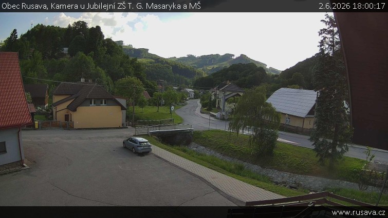 Obec Rusava - Kamera u Jubilejní ZŠ T. G. Masaryka a MŠ - 2.6.2026 v 18:00