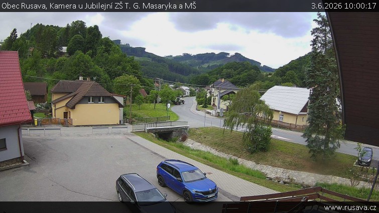 Obec Rusava - Kamera u Jubilejní ZŠ T. G. Masaryka a MŠ - 3.6.2026 v 10:00