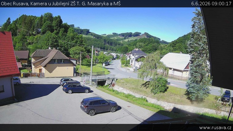 Obec Rusava - Kamera u Jubilejní ZŠ T. G. Masaryka a MŠ - 6.6.2026 v 09:00